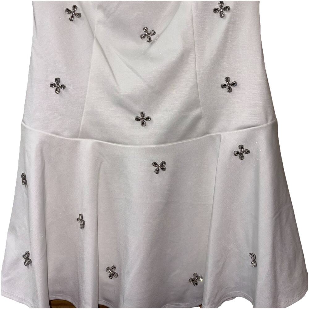 NWT City Studios Women's Drop Waist Puff Sleeve Short Dress Sweetheart Neckline - Picture 3 of 12
